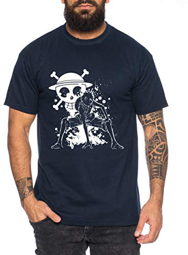 Ruffy Angry Gear Zoro One Manga T-Shirt 2 Luffy pour Homme Anime Piece, Farbe2:Bleu foncé, Größe2:XXX-Large