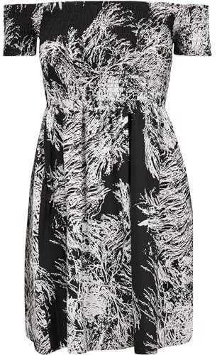 Urban Classics Damen TB2605-Ladies Smoked Off Shoulder Dress Kleid, Mehrfarbig (Limb 01061), S