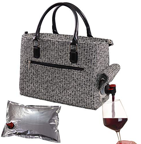 PrimeWare - Bolsa térmica para bebidas frías y calientes, con bolsa de 3 L, dispensador de bebidas portátil para vino, cócteles, cerveza, alcohol y acabado en piel sintética