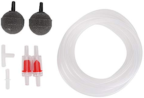 Cikonielf Luftpumpe Zubehör Aquarium Luftpumpenzubehör Set mit Luftsteinen, Rückschlagventilen, und Anschlüssen für Aquarium Fish Tank