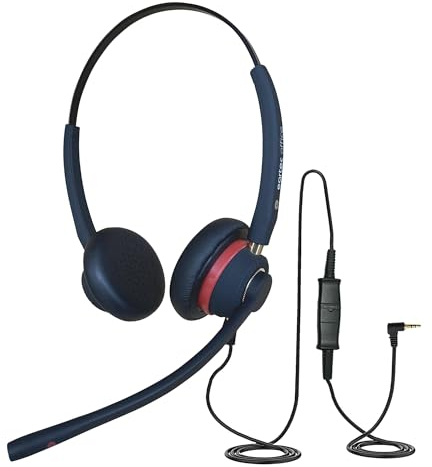 Headset für Alcatel Lucent IP 4028 EE 4029 4038 EE 4039 & 4068 EE Voip Telefone gratis 3.5 ml Klinkenkabel Doppelohrstecker QD007 QD012 EAR510D