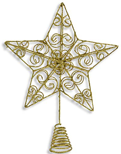 Riffelmacher Weihnachtsbaumspitze Stern | Drahtspitze Silber oder Gold 20cm | Christbaumspitze Spitze Drath (Gold)