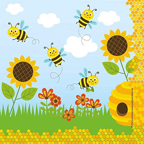 20 Servietten * SÜSSE Bienen * für Kinderparty und Kindergeburtstag | Biene Bee Honig Honigbienen Napkins Papierservietten Party Set