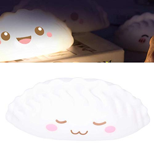 Tischlampe, Silikon Warmweiß LED Knödel geformte Cartoon Nachtlicht Mini für Haustiere Kindergarten(Happy dumplings with eyes closed)
