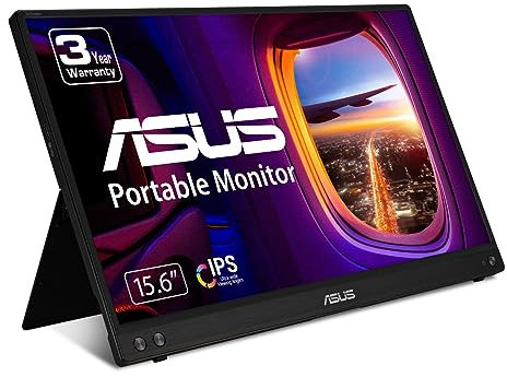 ASUS ZenScreen 15.6” 1080P Portable Monitor (MB16ACV) - Full HD, IPS, Eye Care, Flicker Free, Blue Light Filter, Kickstand, USB-C Power Delivery, for Laptop, PC, Phone, Console, Antibacterial Surface