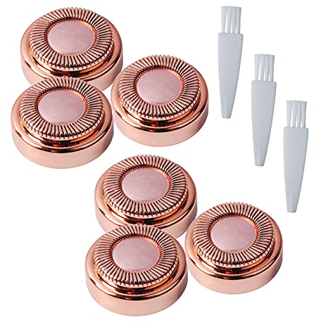Poweka Ersatzköpfe kompatibel mit Flawless Hair Remover, Gesichts-Haarentferner Ersatzklingen für Lippen, Kinn, Wangen und Koteletten 6 Stück.