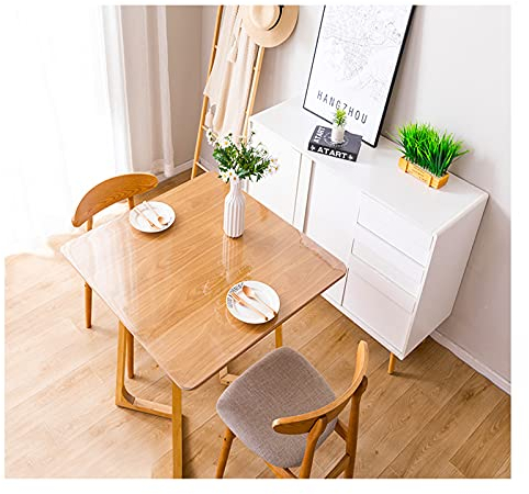 ZXCVBAS Transparente Tischdecke,Durchsichtige Tischdecke,Transparenter PVC-Tischabdeckungsschutz, 1,5 Mm Dicke Kunststoff-Schreibtischunterlage,80x160cm/32x63in