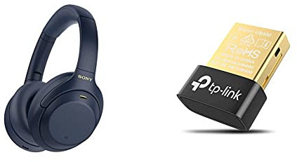 Sony WH-1000XM4 kabellose Bluetooth Noise Cancelling Kopfhörer (30h Akku, Touch Sensor, Schnellladefunktion, Headset mit Mikrofon) Blau + TP-Link UB400 Nano USB Bluetooth 4.0 Adapter Dongle