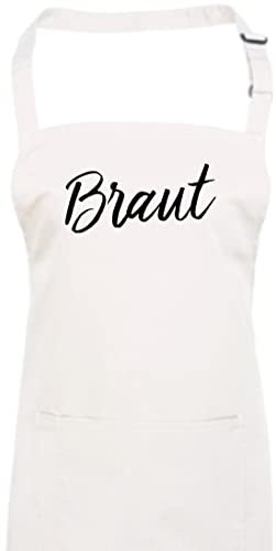 Shirtinstyle Schürze, Braut, Junggesellinnen Abschied Hochzeit Herz Motiv, Kochschürze, Latzschürze, Farbe Weiß