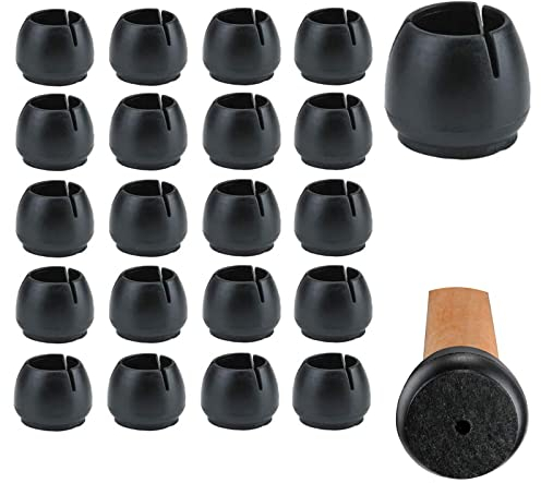 20 Stück Stuhlbeinkappen Rund, Stuhlbeinkappen Filz, Stuhlbeinkappen Für Stuhlbeine, Tische und Stühle Fuß Schutz für Hartholzboden, für 25-29MM Runde Beine, Schwarz