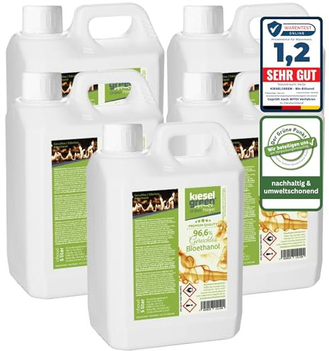 KieselGreen Bioethanol 25 Liter mit Duft für Ethanol-Kamin, viele Sorten - Bio Ethanol als Raumduft in vielen Duftnoten - Parfüm für Bio Ethanol Kamin Indoor oder Bioethanol Tischfeuer