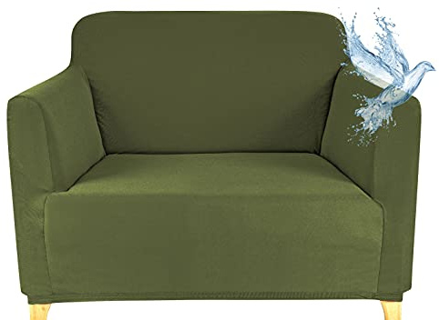 Poligino Sofabezug 1 Sitzer Wasserdicht, Sofahusse Elastisch Universal, Sofa Cover Stretch 1 Sitzer (70-120 cm) Grün