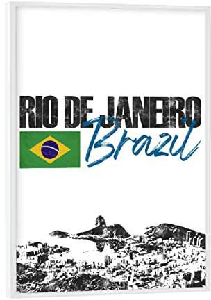 artboxONE Poster mit weißem Rahmen 18x13 cm Städte Rio de Janeiro I - Bild brasilien Copacabana Flagge