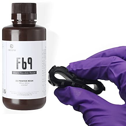 RESIONE F69 Résine d'imprimante 3D flexible, 405 nm durcissant aux UV DLP LCD MSLA Résine Caoutchouc comme TPU comme résine photopolymère pour l'impression LCD (F69 Noir 500g)