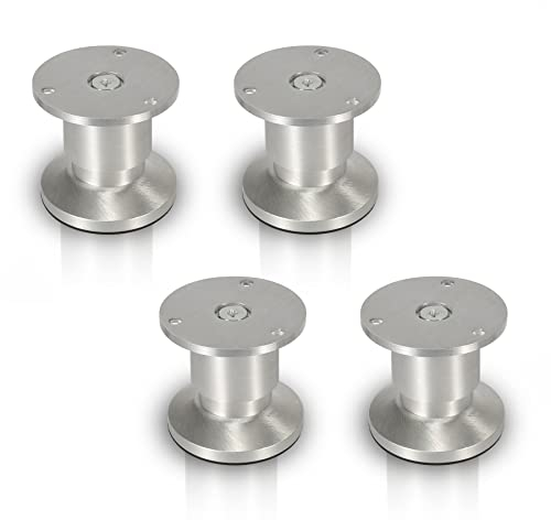 Gimisgu Aluminium Möbelfüße 4er Set,Runde Möbelfuß Sockelfuß,Höhe 60mm,Höhenverstellbar:15mm,Belastbar bis 250 Kg,Geeignet für Sofa, Bett, Nachttisch, Schrank
