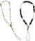 PFLYPF Sangle de téléphone perlée 2 pièces, chaîne anti-perte, style Boho, cordon de téléphone décoratif pour tablette (noir blanc)