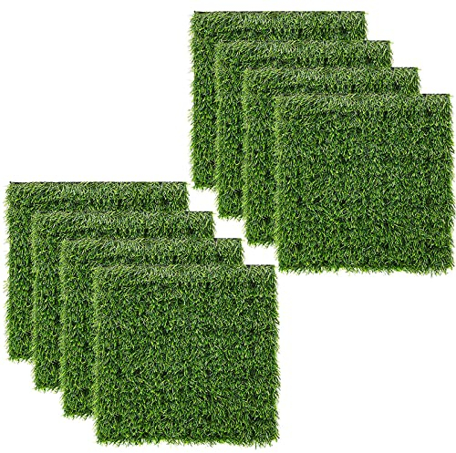 MNKNENG 9 Stück Kunstrasen, Rasenfliesen, 30,5 x 30,5 cm, ineinandergreifendes Kunstrasen für Terrasse, quadratische Rasenflickmatte, Grasfliesen mit Ablaufloch für Außenbereich, Garten, Bodenbelag