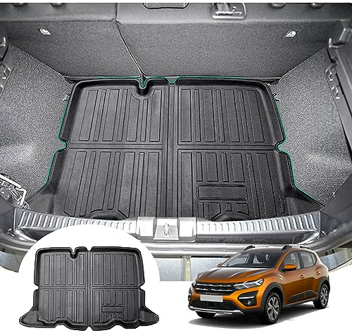 GAFAT Dacia Sandero 3/ Sandero Stepway 3 III 2021-2024 2025 Kofferraummatte, Leicht zu Falten, Sandero 3 TPE Allwetter-Kofferraumwanne, Hohe Kante Multifunktion [Unterer Ladeboden]