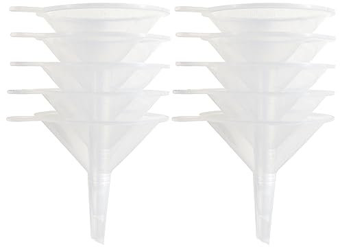 OSTTRPO Mini Funnel 10-Pack, 2.16-Inch Clear Plastic Funnel for Filling Bottles, Perfect for Essential Oils, Perfume, Science Lab, Sand Art, Baby Oil, Flask, and Fine-Line Applicators