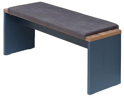 Lomadox Sitzbank Esszimmer gepolstert in blau mit Eiche Nb., Bank, Esszimmer, Essplatz, B/H/T ca. 130/49/40 cm