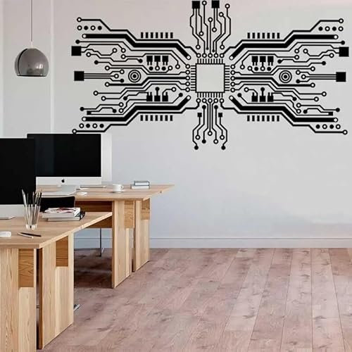 Placa de circuito chip pared pegatina tecnología informática informática informática decoración de oficinas sala de vinilo 42x78cm