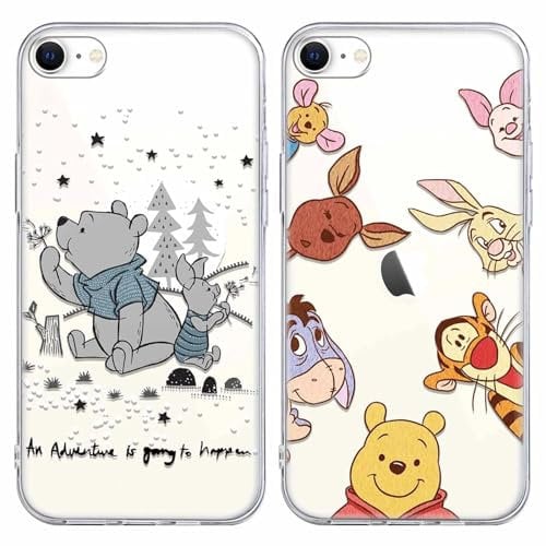 FGIAZDU 2 Pack Anime Phone Case for iPhone 7/8/SE 2020/SE 2022,Cute Bear Tiger Cartoon Cover Aesthetic Character Cases for Girls Boys Kids,Soft TPU Shockproof Protective Funda for iPhone 7 4.7 Clear