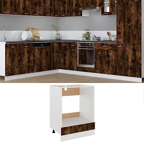 Hovothy Mobile da Forno Rovere Fumo 60x46x81,5 cm in Legno Multistrato Mobile per Forno da Incasso Mobile Cucina Mobiletto Cucina Mobiletto Multiuso Armadio Cucina Armadio Legno Mobiletto Legno