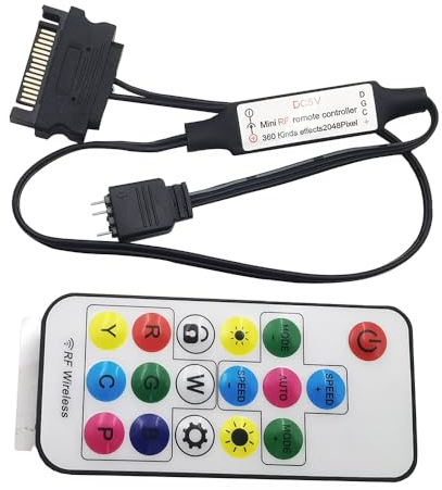mini 3-Pin 5V ARGB Controller für digital adressierbare RGB-LEDs mit 17keys RF-Fernbedienung(5V 3Pin SATA)