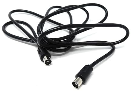 DRUT 2m TV Male to Male Plug Coaxial Cable RG6 Aerial Digital Antenna RF Fly Lead Cable Straight Ends, Black Silver 6.5ft
