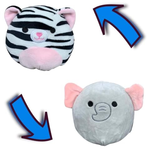 Squishmallows - Flip-A-Mallows 12 cm (5) - 2 in 1 Weißer Tiger Tasha und Elefant Mila Plüschtier Wendetier