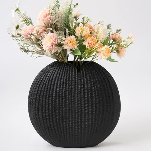 Leewadee - Black Floor Vase for Pampas Grass, Large Flower Vase for Home Decor, 26 cm, Resin