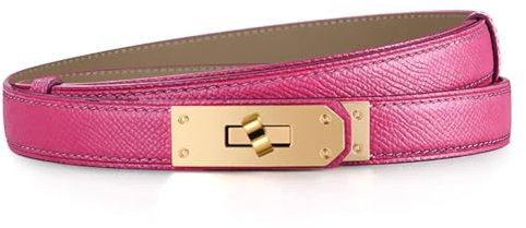 Gürtel Damen, Ledergürtel Damen, Klassisch Einfarbig Belt Women, Metall-Drehverschluss, Elegantes Rosenrot Mit Goldfarbener Schnalle, Verstellbar, Geeignet Für Geschenk Muttertag Und Tägliches Tragen