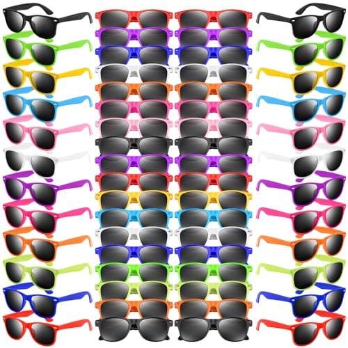 NEBURORA 12 Pack Neon Sunglasses Bulk Classic Retro Multicolor Party Sunglasses for Adult Men Women Birthday Summer Beach Pool Party Favors