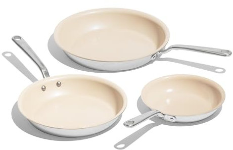 Made In Cookware - 3-Piece (Includes 8,10,12) Nonstick Ceramic Frying Pan Set - 5 Ply Stainless Clad - Professional Cookware - Crafted in USA - Induction Compatible