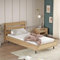 [en.casa] Bett Kvænangen mit Lattenrost 100 x 200 cm Bettgestell mit Matratzenunterlage max. 120 kg Einzelbett Bettrahmen Metallfüße Eiche- / Rattan-Optik