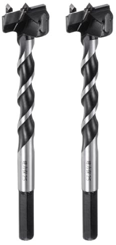 sourcing map 2 PCS Forstner Drill Bit 25mm (31/32) Dia 125mm (5) Long YG8/C1 Tungsten Carbide Twist Wood Forstner Bits Hole Saw Auger Opener Cutter for Woodworking Drilling