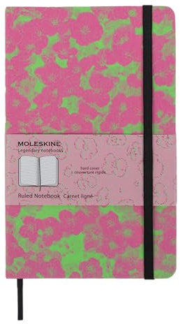 Moleskine Custom Edition Notebook, Hard Cover, Ruled, Large (5 x 8.25), Fluorescent Pink/Green, 240 Pages