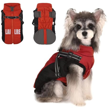 Lairle Hundemantel Winterjacke Wasserdicht Mit Geschirr für Kleine Mittlere Große Hunde