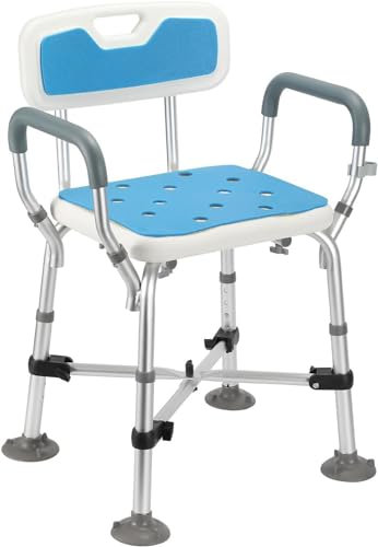 DMMFTERL Duschhocker, Verstellbarer Badesitz mit Armlehnen und Rückenlehne, Duschsitz für Senioren, Duschbank, behindertengerechte Badewanne, Duschsitze, Badesitze, Rutschfester Duschsitz,