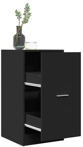 Somanki Apothekerschrank Schwarz 40x41x77,5 cm Holzwerkstoff, Medikamentenschrank, Medizinschrank, Hausapotheke, Medikamenten Aufbewahrung, Arzneischrank - 855188