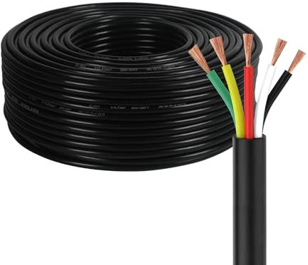 5 x 0,75 mm² 5 Kernanhängerkabel 12 V 24-V Caravan-Kabel Runde, dünnwandiges Elektrokabel für LED-Leuchten, Verbindungskabel, Wohnwagen, Lastwagen, Schleppkabel 5 Meter