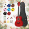 Dripex 23 Zoll Konzert Ukulele, Erwachsene Kinder Ukulele Set Vintage Kleine Gitarre Ukulele Kit für Anfänger mit Tasche Tuner Gurt Bedienungsanleitung Saite (Rot)