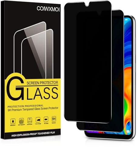 Coiwxmoi Sichtschutz für Huawei P30 Lite/Nova 4e Anti-Spähen Panzer Schutz Glas Privatsphäre Schutzfolie 9H Härte Kratzfest Bläschenfrei HD Anti Spy Gehärtetes Panzerfolie Blickschutzfolie,2 Stück