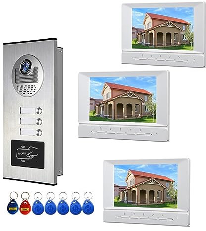ZXFNVXC Kit videocitofono per Appartamento, Sistema videocitofono con più Pulsanti per 2-12 unità, Facile Installazione (Dimensioni: G Kit) (B Kit)
