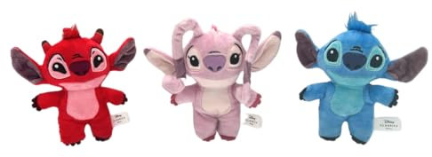 Disney Stitch Kuscheltier Bag Clip 14 cm – Lilo und Stitch Stofftier, Dreaming Stitch Plüschtier, Stitch und Angel Accessoire für Taschen & Schlüssel – Stitch Sachen für Fans (Leroy Rot)