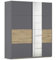 Rauch Möbel Oxford, Schiebetürenschrank, 2-türig, 1 Spiegel, Zubehör Premium, 4 Einlegeböden, 1 Schubkasteneinsatz, Türdämpfer, Farbe Grau metallic/Eiche Artisan, Holz, Schwarz, 175x210x59cm