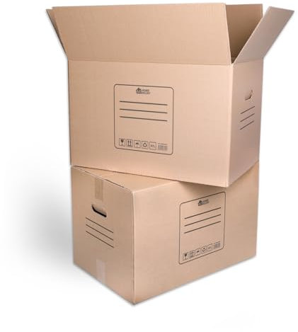 MERCURY- PACK 10/20 Cajas mudanza y Almacenaje Ultra Resistentes + Precinto, Cajas de Carton con Asas para fácil manejo,box grandes y pequeñas,Reutilizables (20 Cajas 43x30x25CM 32Litros)