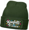 MoonWorks® Damen Beanie mit Patch Strickmütze mit Spruch Fasching Karneval Party Konfetti im Herzen Damenmütze Oliv Unisize