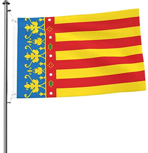 Drapeau Officiel De La Communauté De Valence Drapeaux De Pirate Colorée Drapeau De Jardin Durable Jardin Signe Pour Porche Balcon Patio 90X150Cm