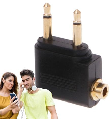 Generisch Airplane Headphone Adapter, Portable Jack Audio Converter, Sturdy Compact Earbuds Connector, Aviation Electronics for In-Flight Entertainment, Home Theater, Car Audio